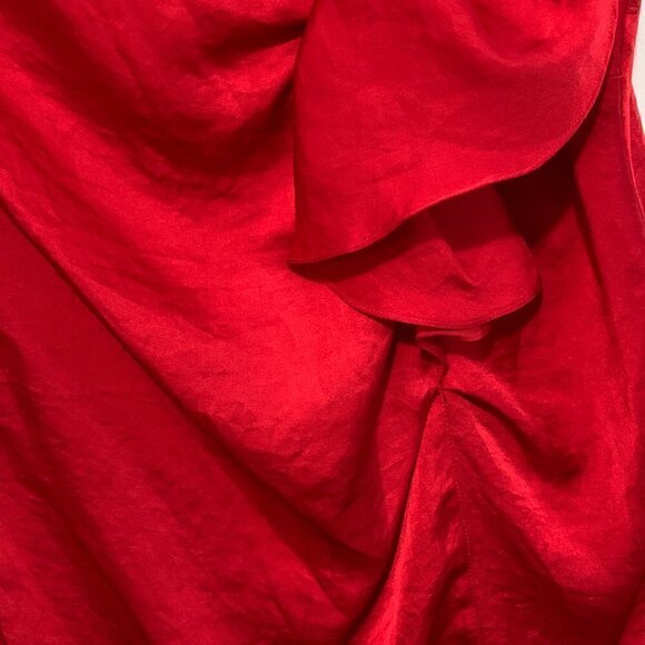 NWOT Michael Kors Side Ruffle Top Blouse Tunic Tank Shirt Red | Luxury Silk Fabr - Picture 4 of 7